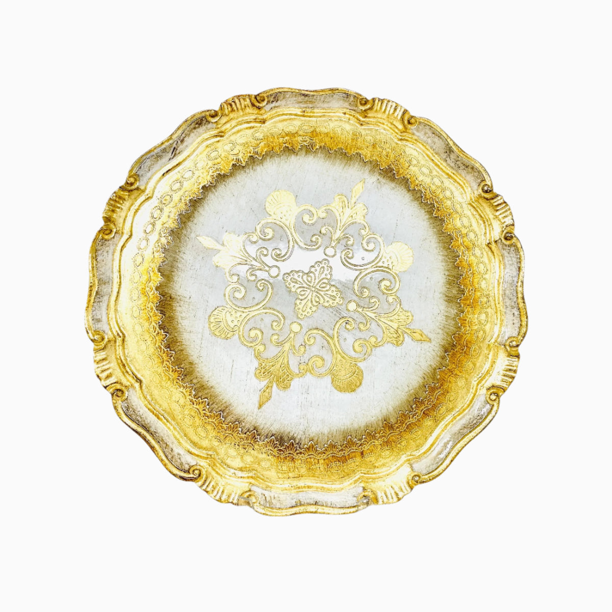 ITALIAN CIRCULAR GOLD HAND PAINTED WOODEN TRAY – Noble Home Gifts