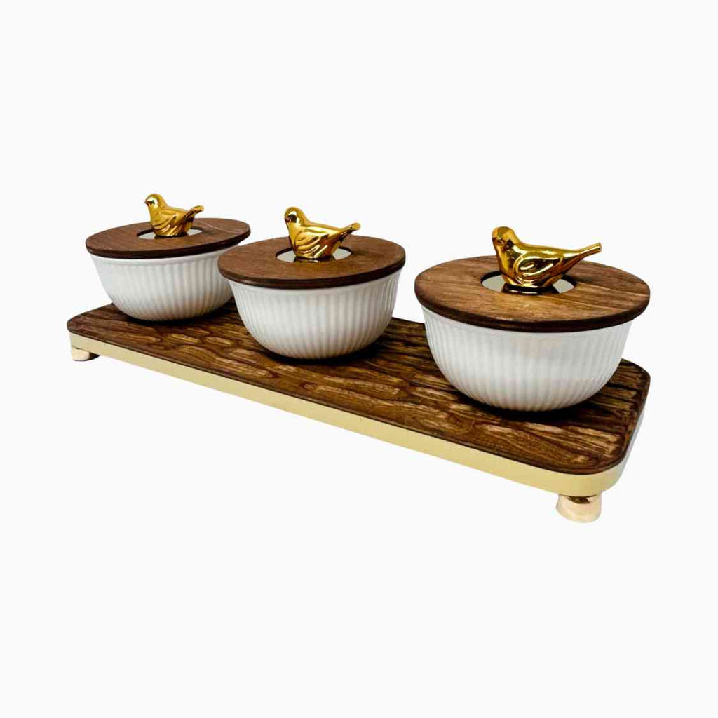 THREE SECTION SNACK BOWL TRAY