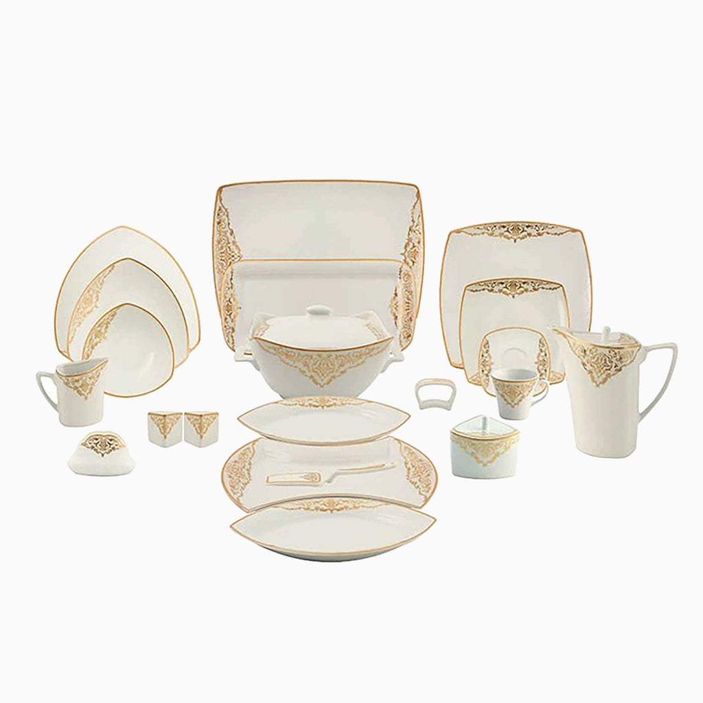 105-PIECE WHITE & GOLD DINNERWARE SET FOR 12-PERSON