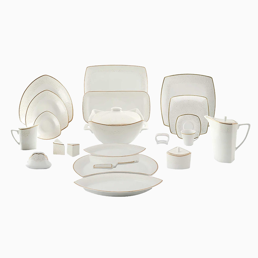 105-PIECE WHITE & GOLD DINNERWARE SET FOR 12-PERSON