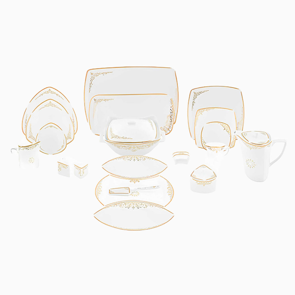 105-PIECE WHITE & GOLD DINNERWARE SET FOR 12-PERSON