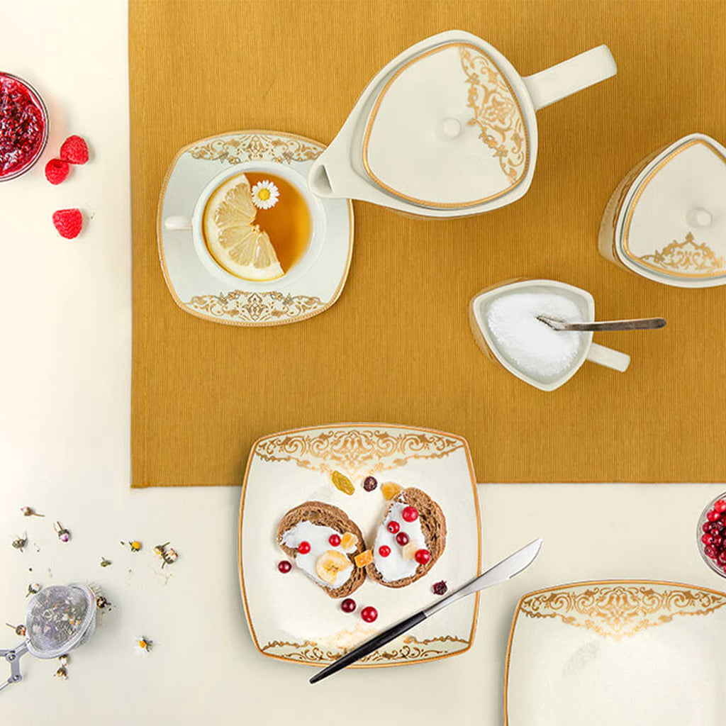 105-PIECE WHITE & GOLD DINNERWARE SET FOR 12-PERSON