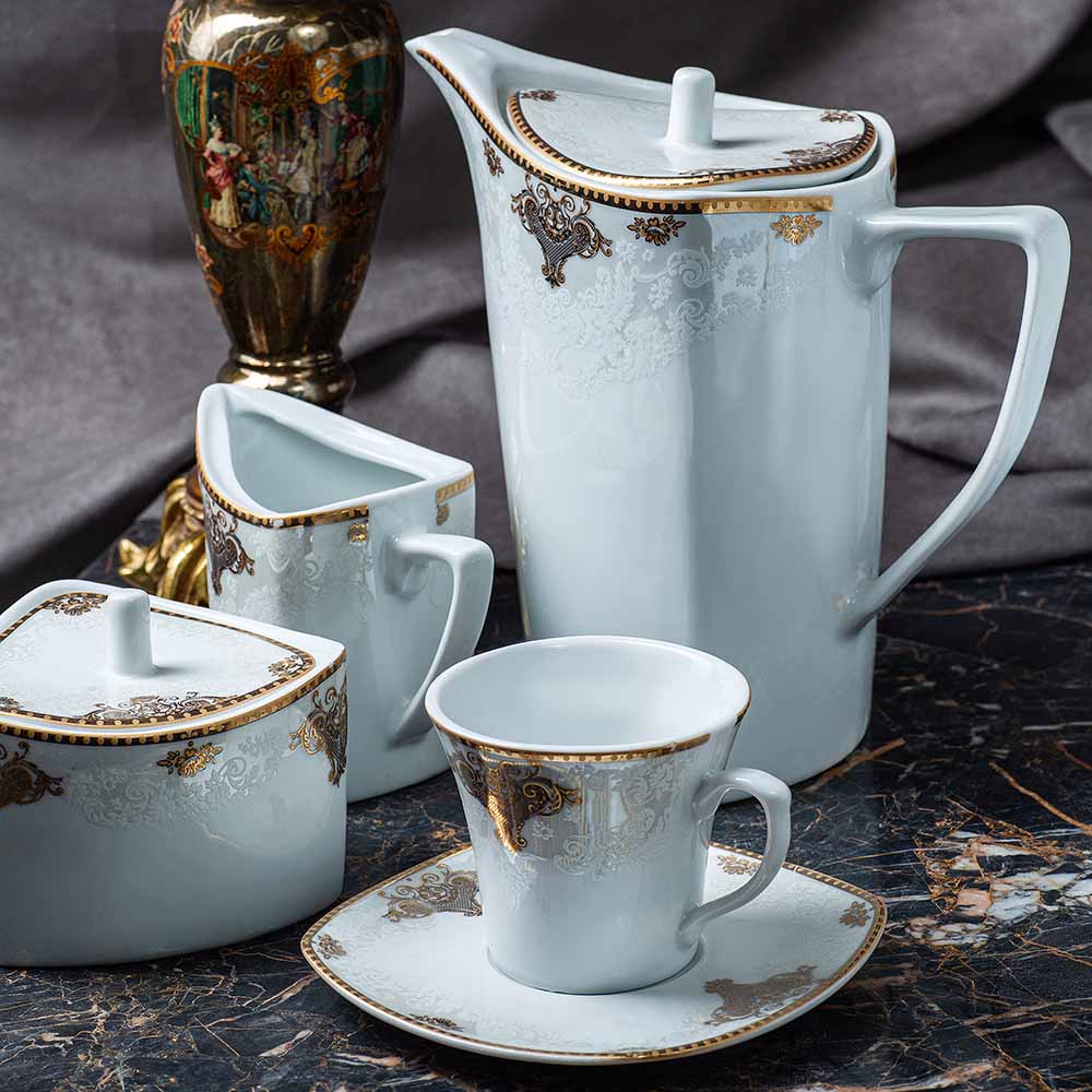 105-PIECE WHITE & GOLD DINNERWARE SET FOR 12-PERSON