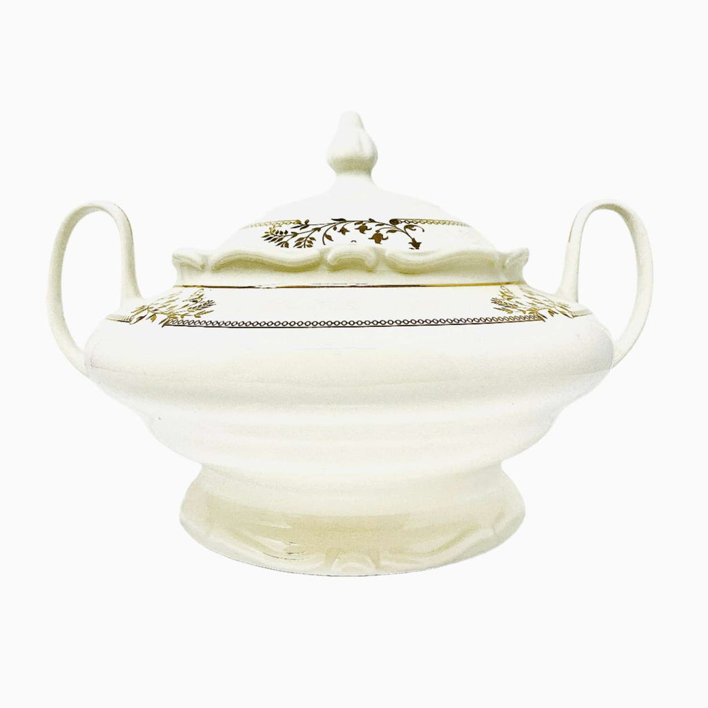 98-PIECE WHITE & GOLD PAOLA DINNERWARE SET FOR 12-PERSON