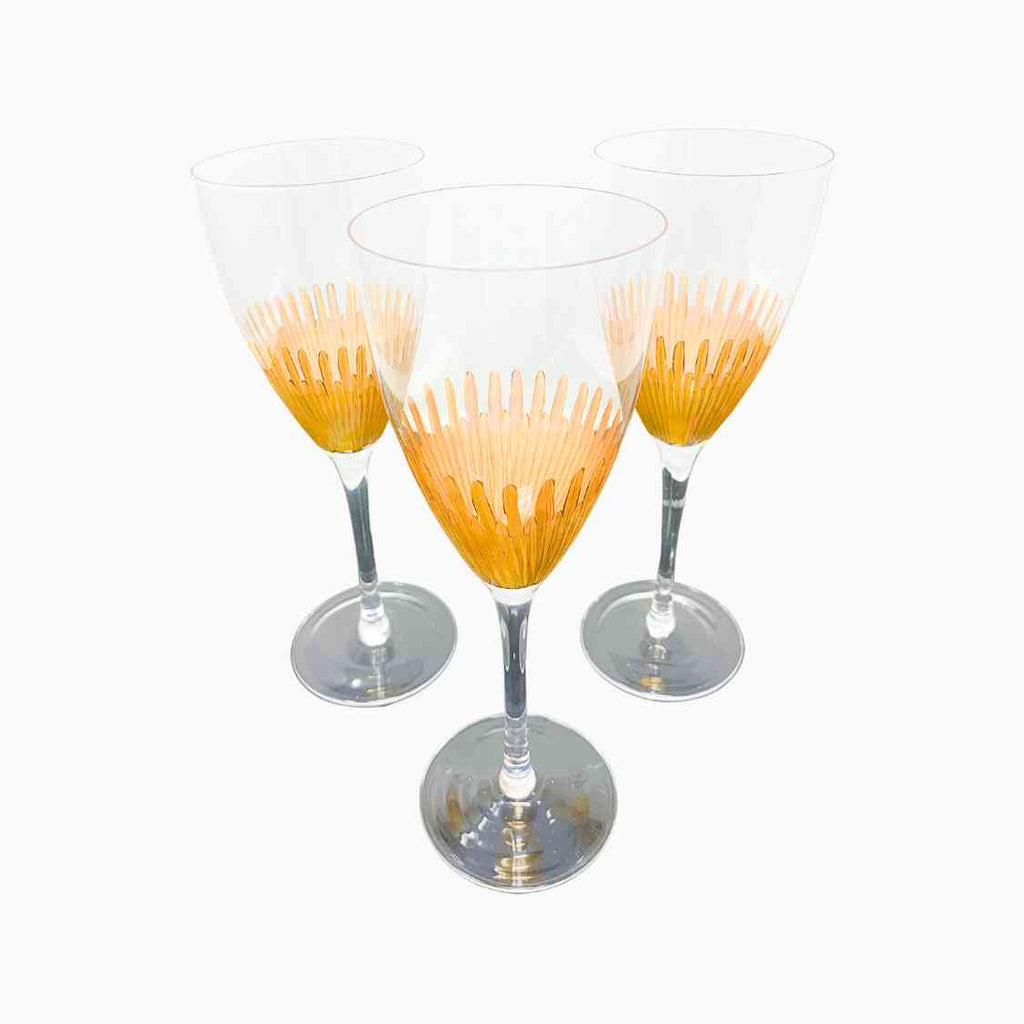 FOUR-PIECE BRONZE DECORATED STEMWARE