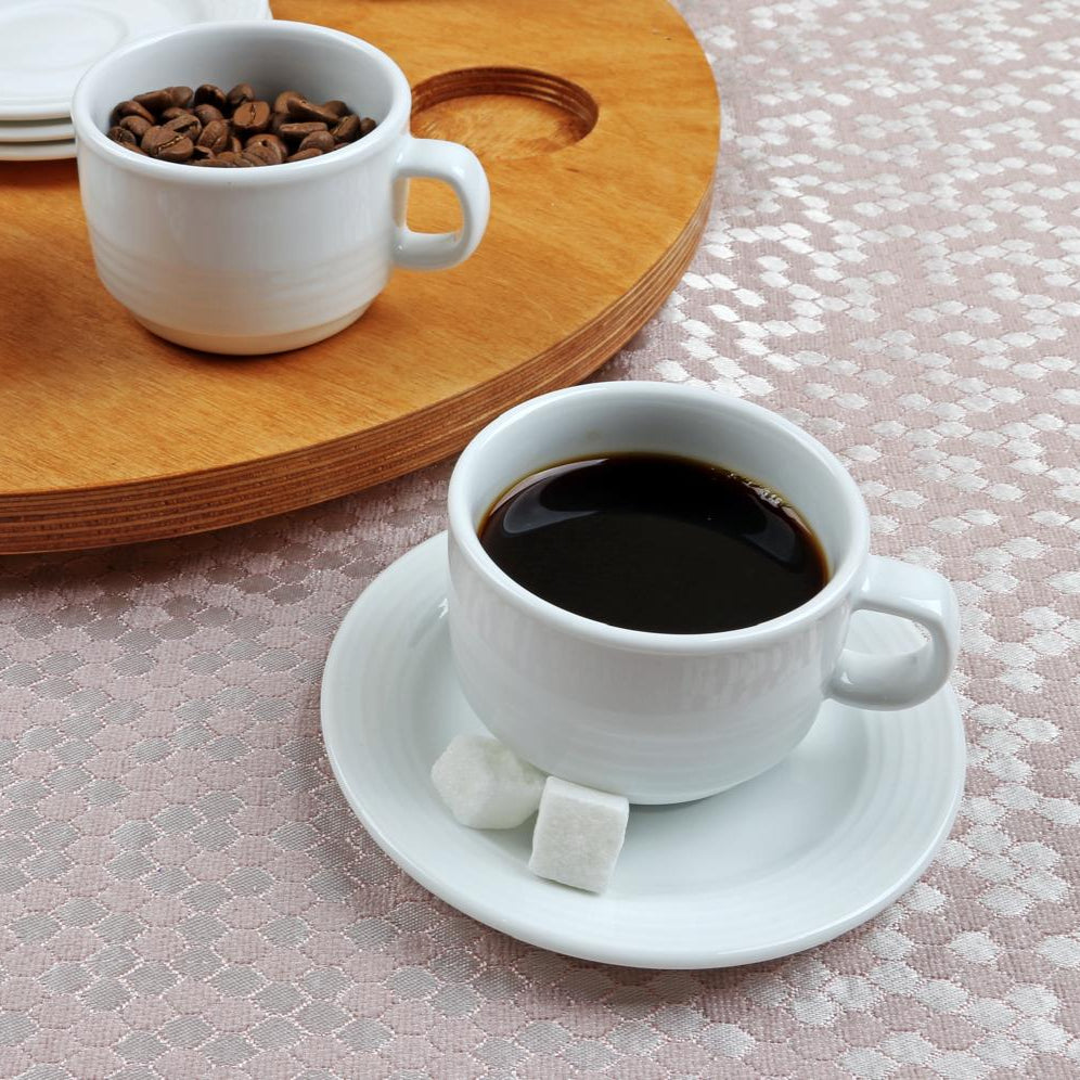 FOUR PERSON PORCELAIN TEA SET ON WOODEN TRAY