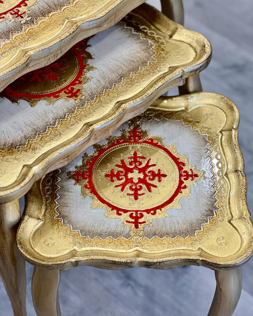 GOLDEN ITALIAN NESTING TABLES SET, CLASSIC