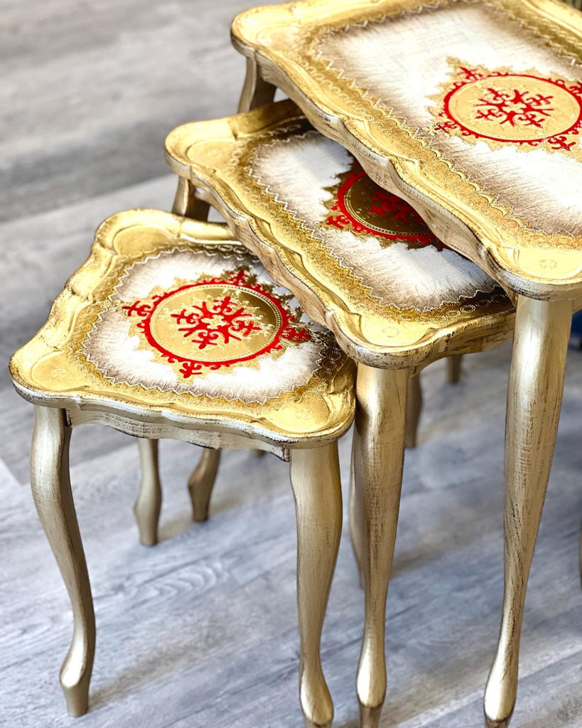 GOLDEN ITALIAN NESTING TABLES SET, CLASSIC