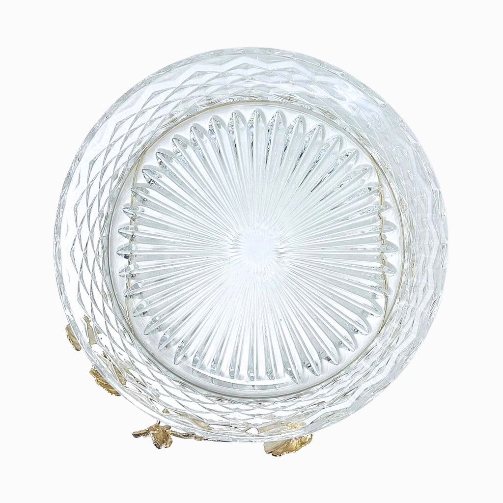 GOLDEN TONE GLASS SERVING BOWL