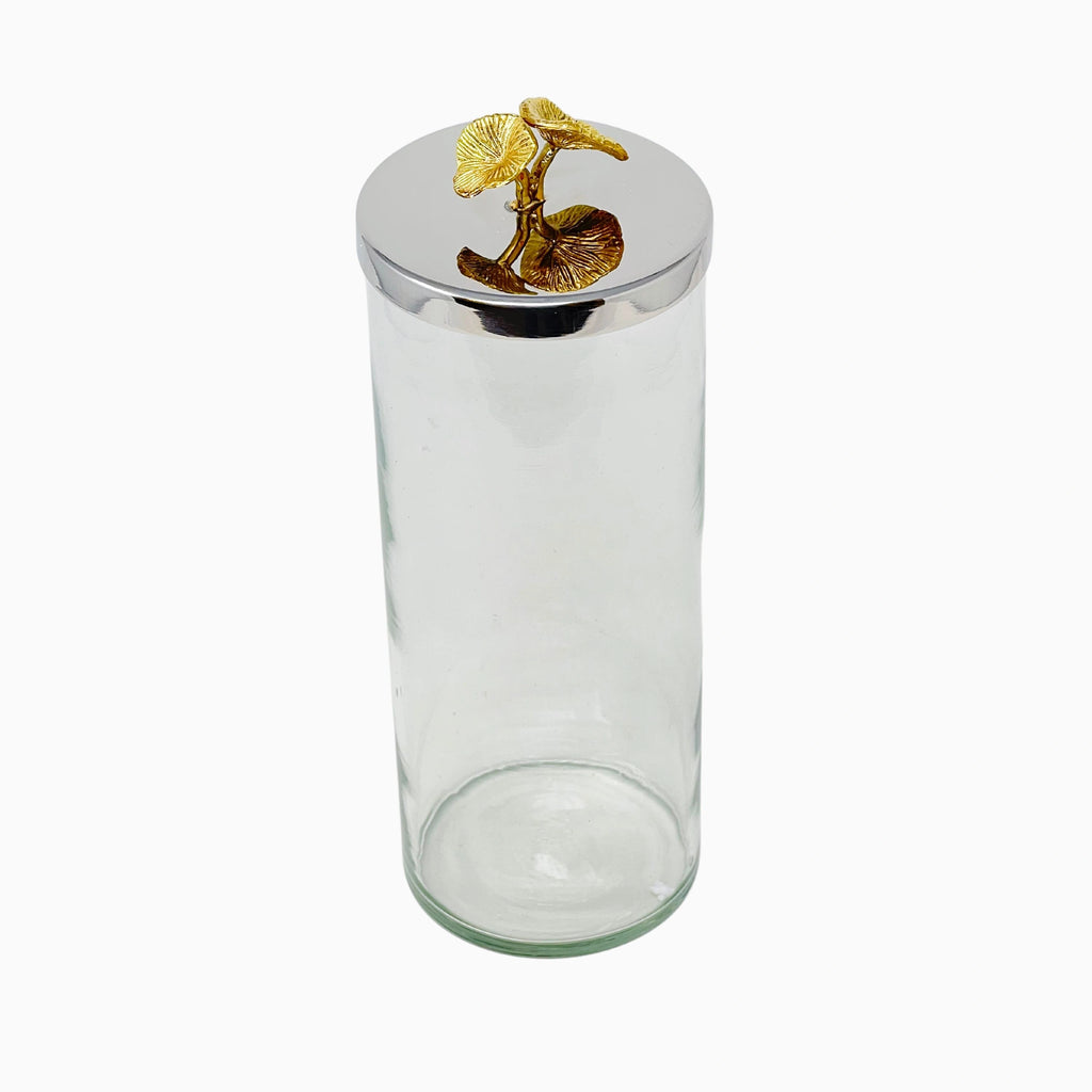 LARGE GLASS JAR WITH MUSHROOM LID