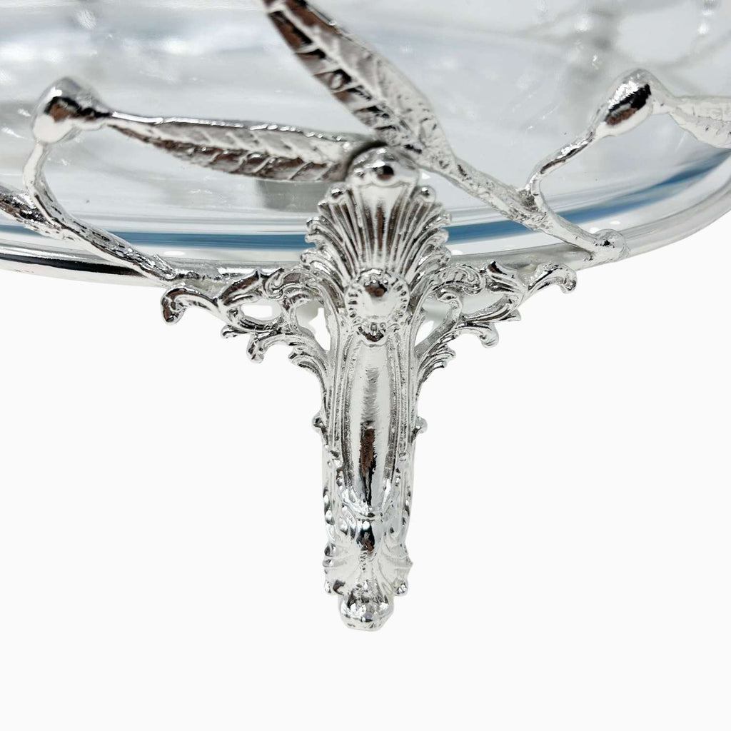 LARGE OVAL PYREX DISH ON STAND, OLIVE LEAF COLLECTION