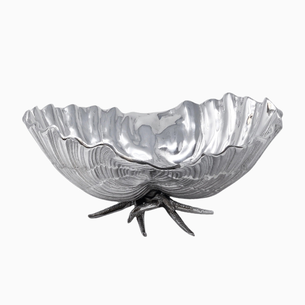 LARGE SILVER BOWL ON STARFISH-SHAPED STAND