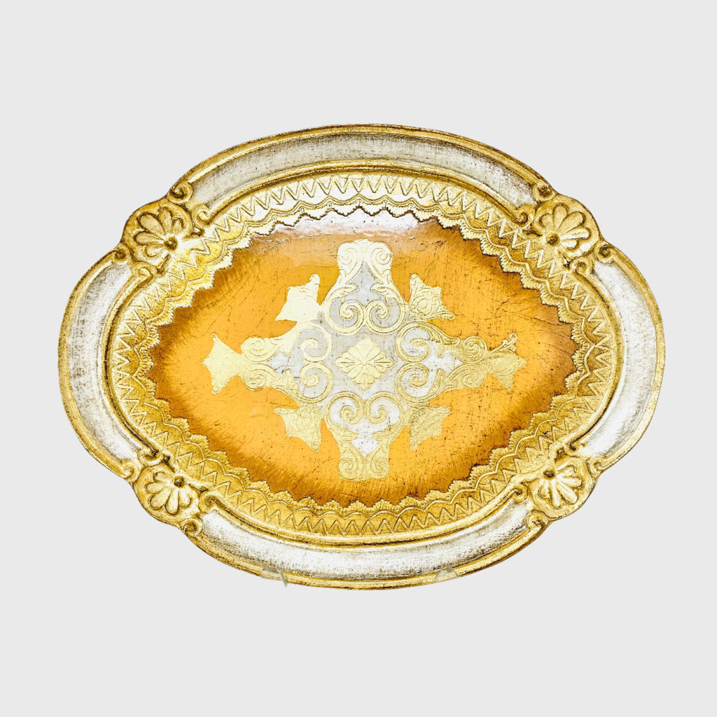 Elegant Oval Serving Tray with Gold Accents