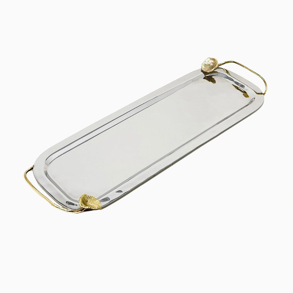 RECTANGULAR TRAY WITH MUSHROOM HANDLE