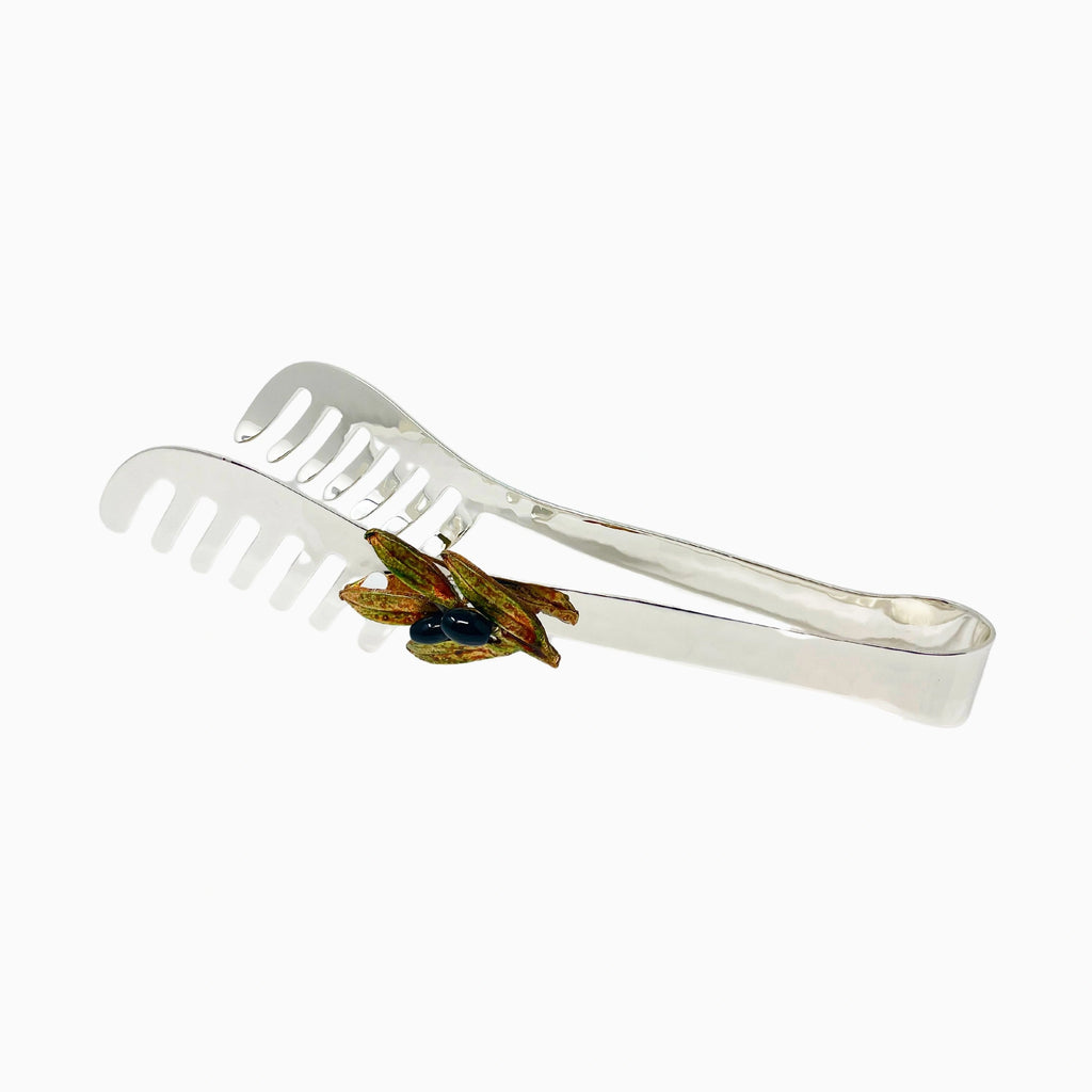 SILVER TONE SALAD TONGS