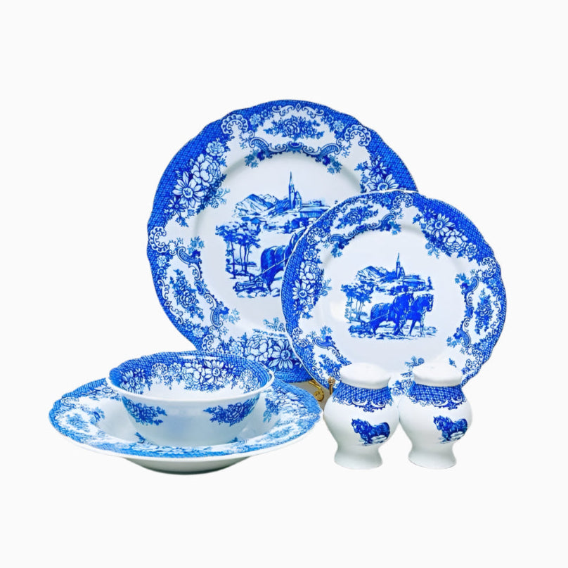 WHITE & BLUE DINNERWARE SET