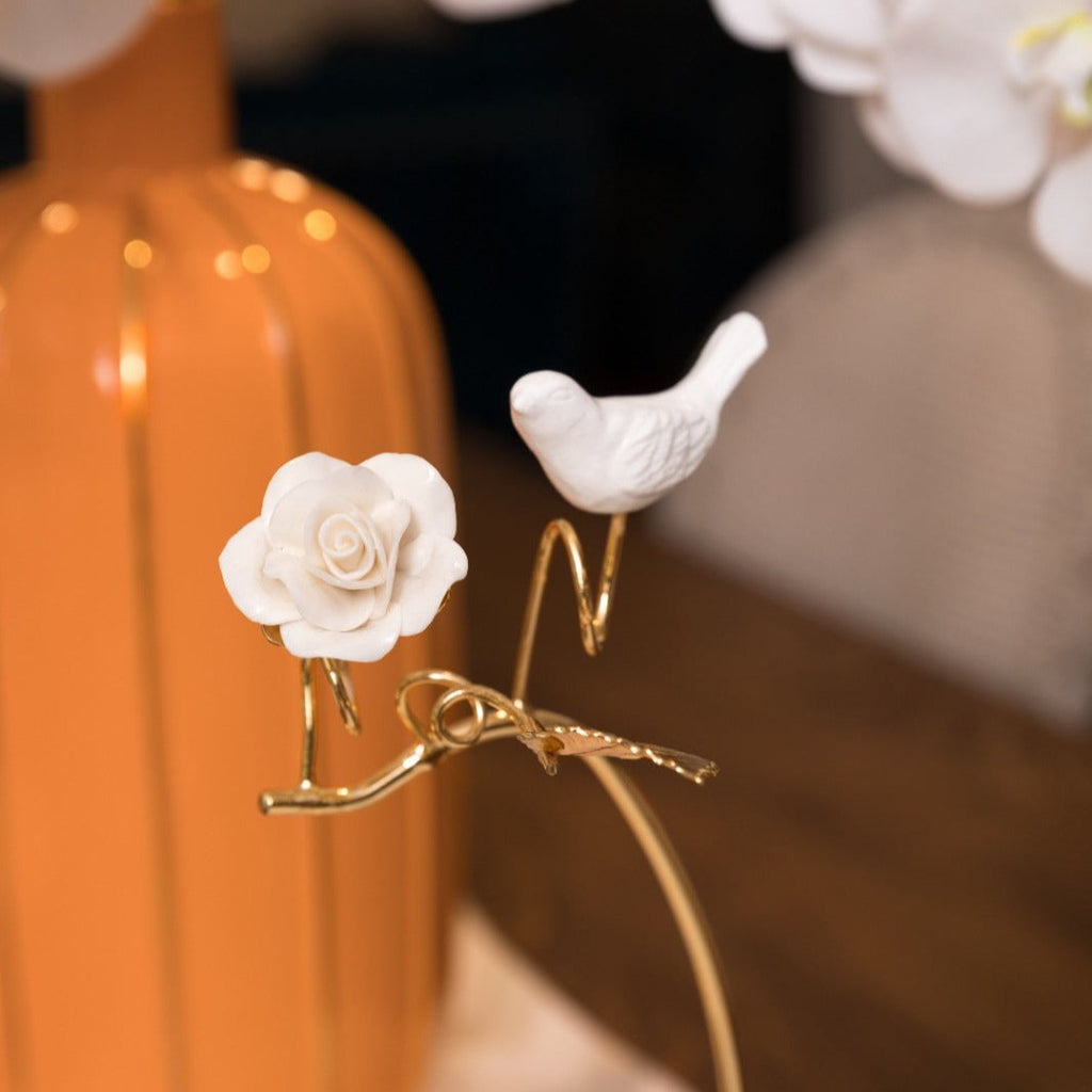 WHITE SNACK BOWL ON GOLDEN TONE STAND