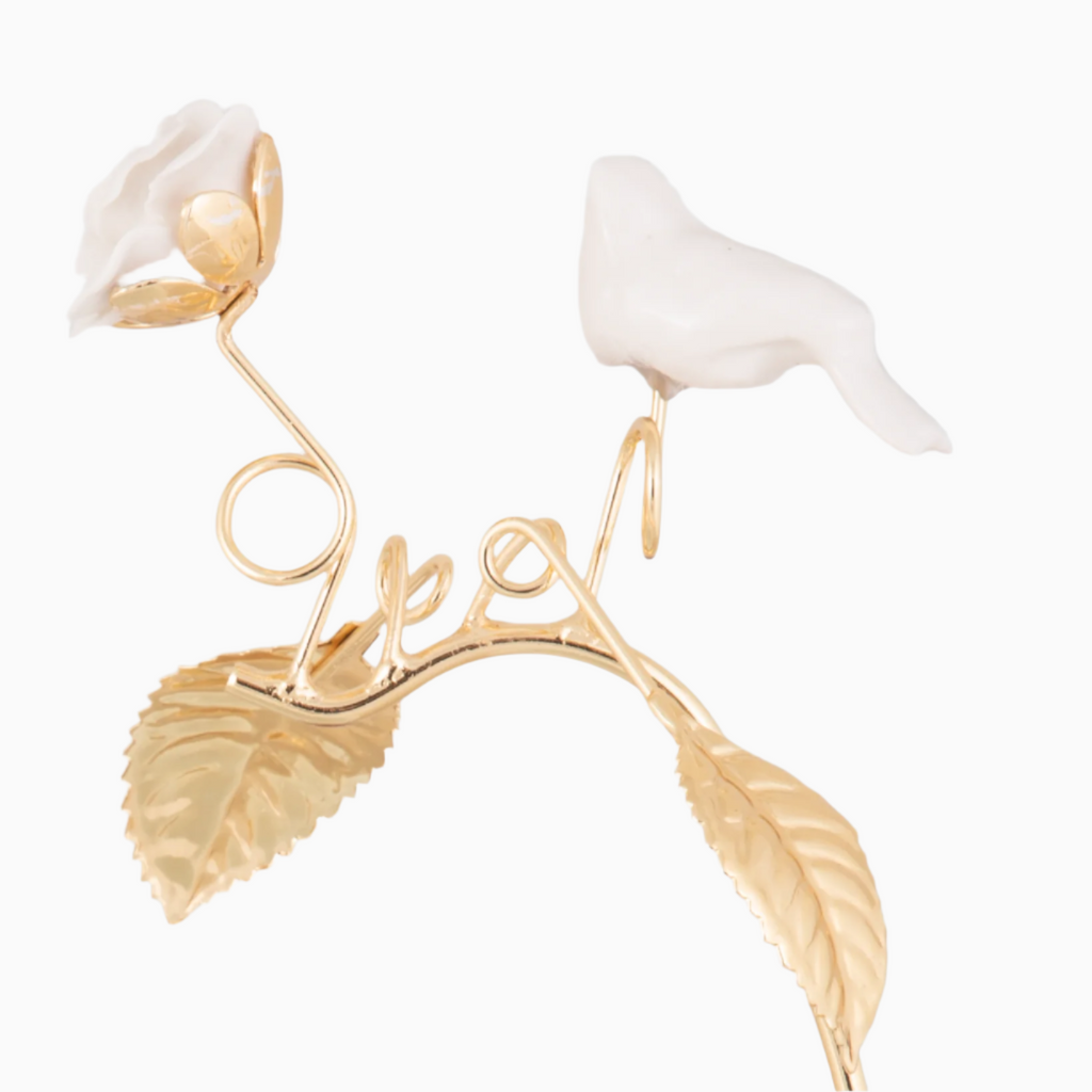 WHITE SNACK BOWL ON GOLDEN TONE STAND