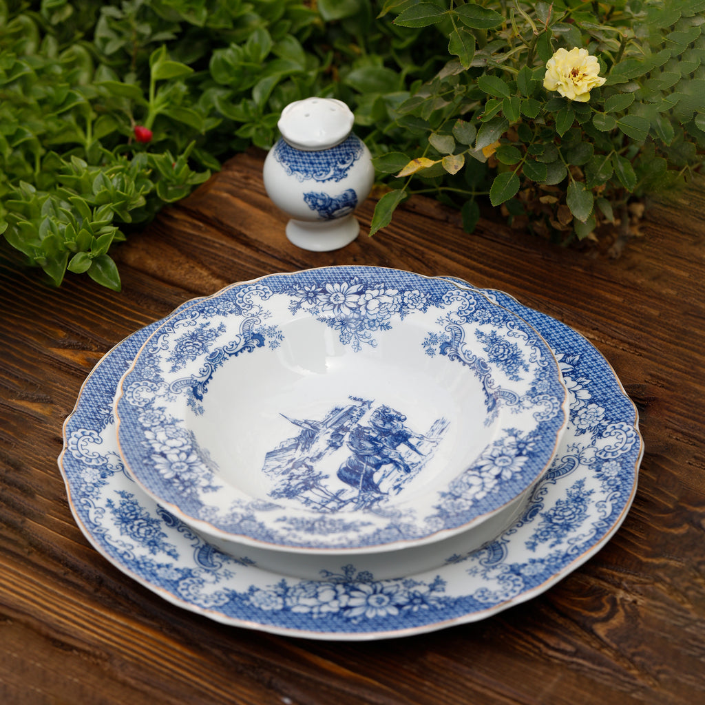 WHITE & BLUE DINNERWARE SET