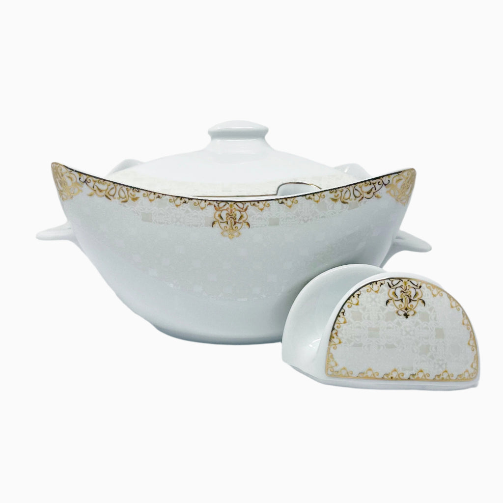 101-PIECE WHITE & GOLD DINNERWARE SET FOR 12-PERSON