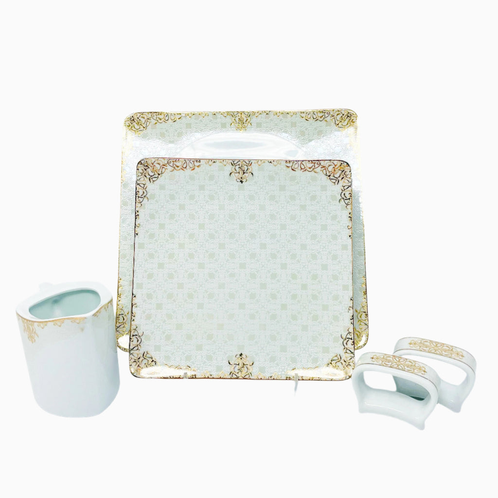 101-PIECE WHITE & GOLD DINNERWARE SET FOR 12-PERSON