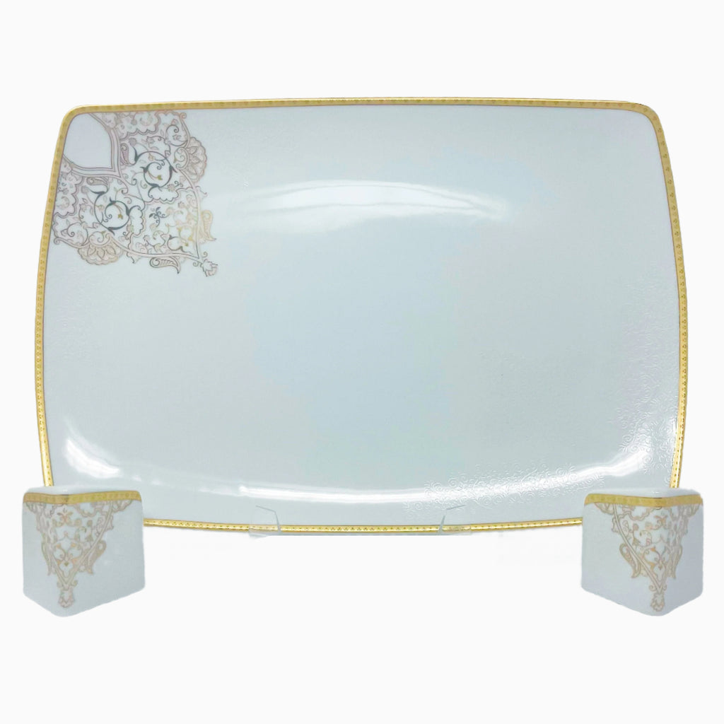 105-PIECE WHITE & GOLD DINNERWARE SET FOR 12-PERSON
