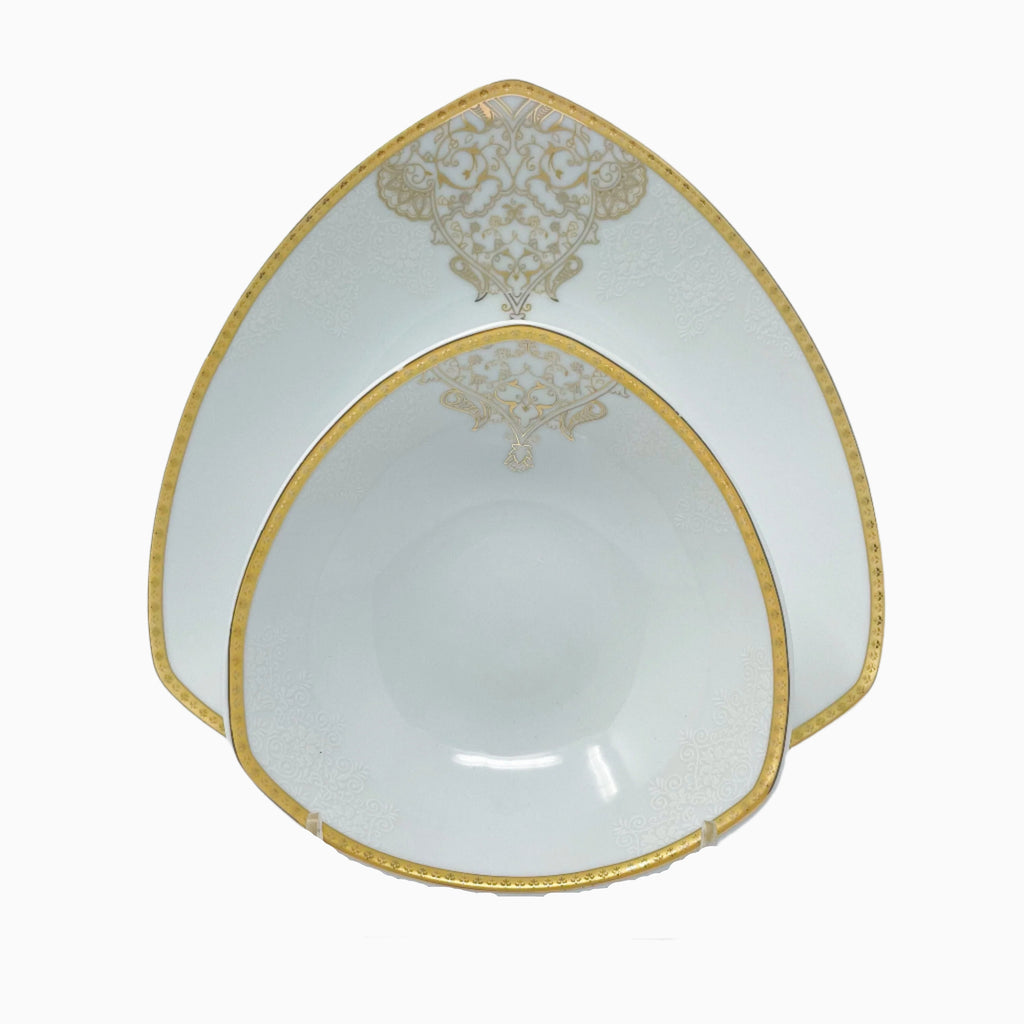 105-PIECE WHITE & GOLD DINNERWARE SET FOR 12-PERSON