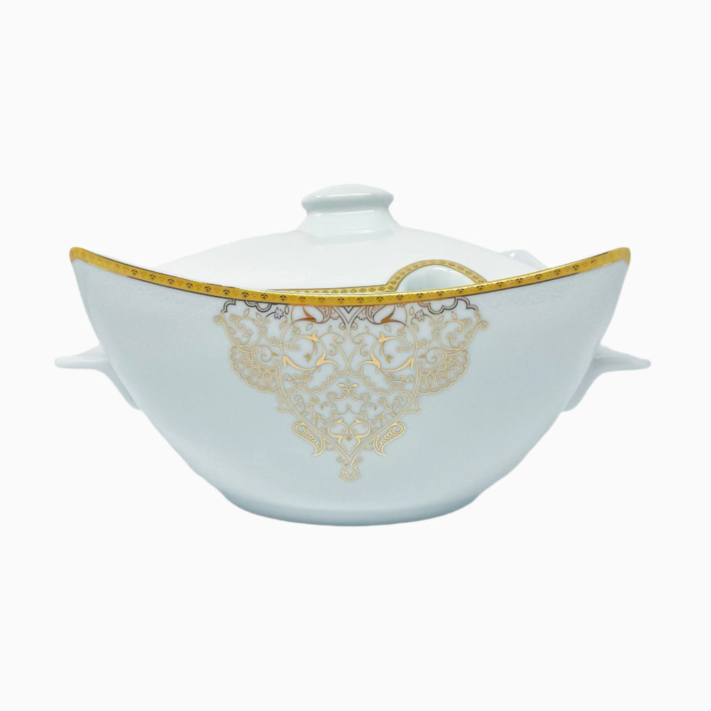 105-PIECE WHITE & GOLD DINNERWARE SET FOR 12-PERSON