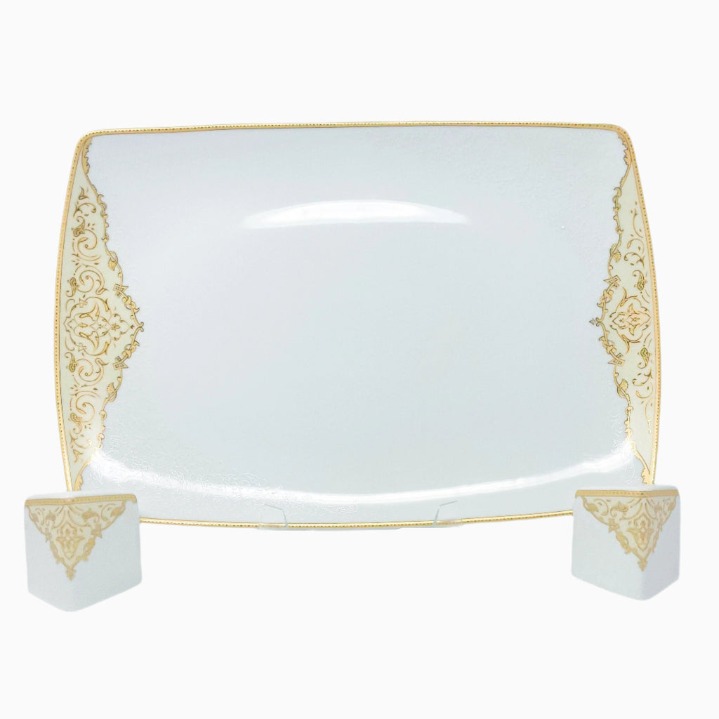 105-PIECE WHITE & GOLD DINNERWARE SET FOR 12-PERSON