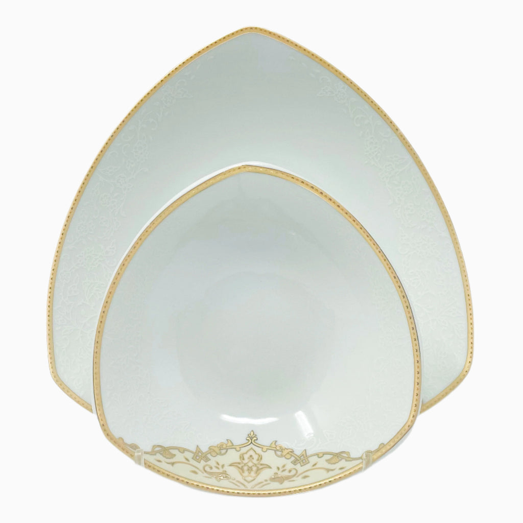 105-PIECE WHITE & GOLD DINNERWARE SET FOR 12-PERSON
