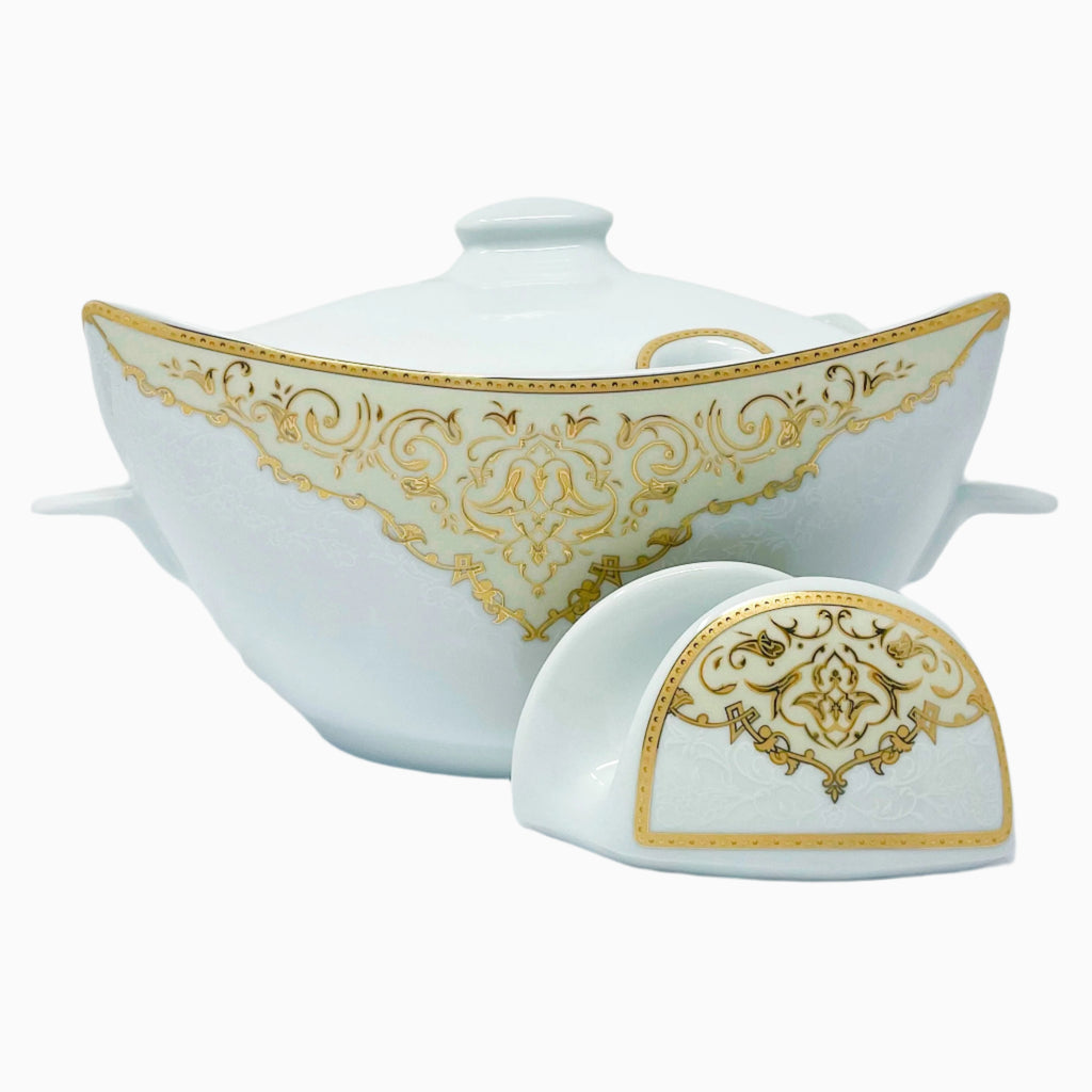 105-PIECE WHITE & GOLD DINNERWARE SET FOR 12-PERSON