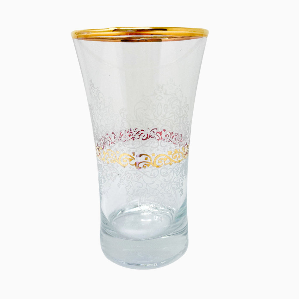 6-PIECE SILVER AND GOLD DECORATED DRINKING GLASS
