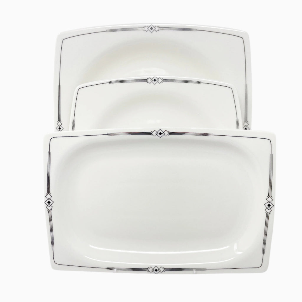 62-PIECE WHITE & BLACK DINNERWARE SET FOR 12-PERSON