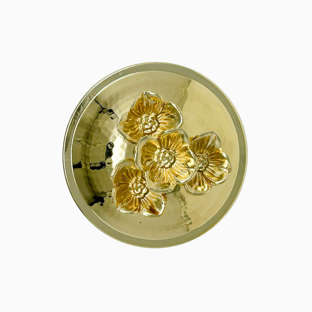 GLASS JAR WITH GOLDEN TONE LID, FLOWER COLLECTION