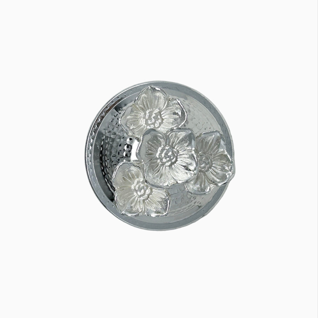 GLASS JAR WITH SILVER TONE LID, FLOWER COLLECTION