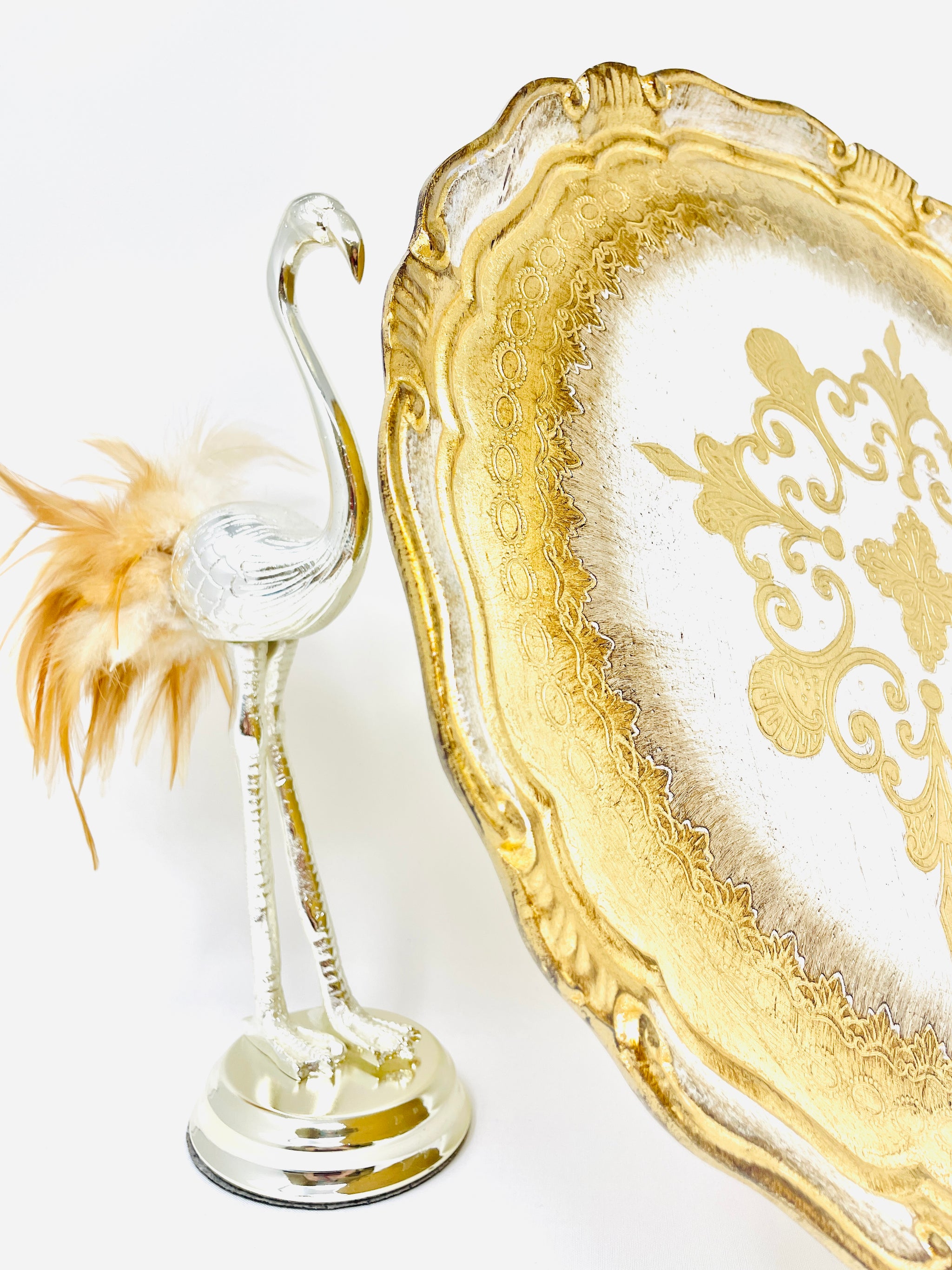 ITALIAN CIRCULAR GOLD HAND PAINTED WOODEN TRAY – Noble Home Gifts