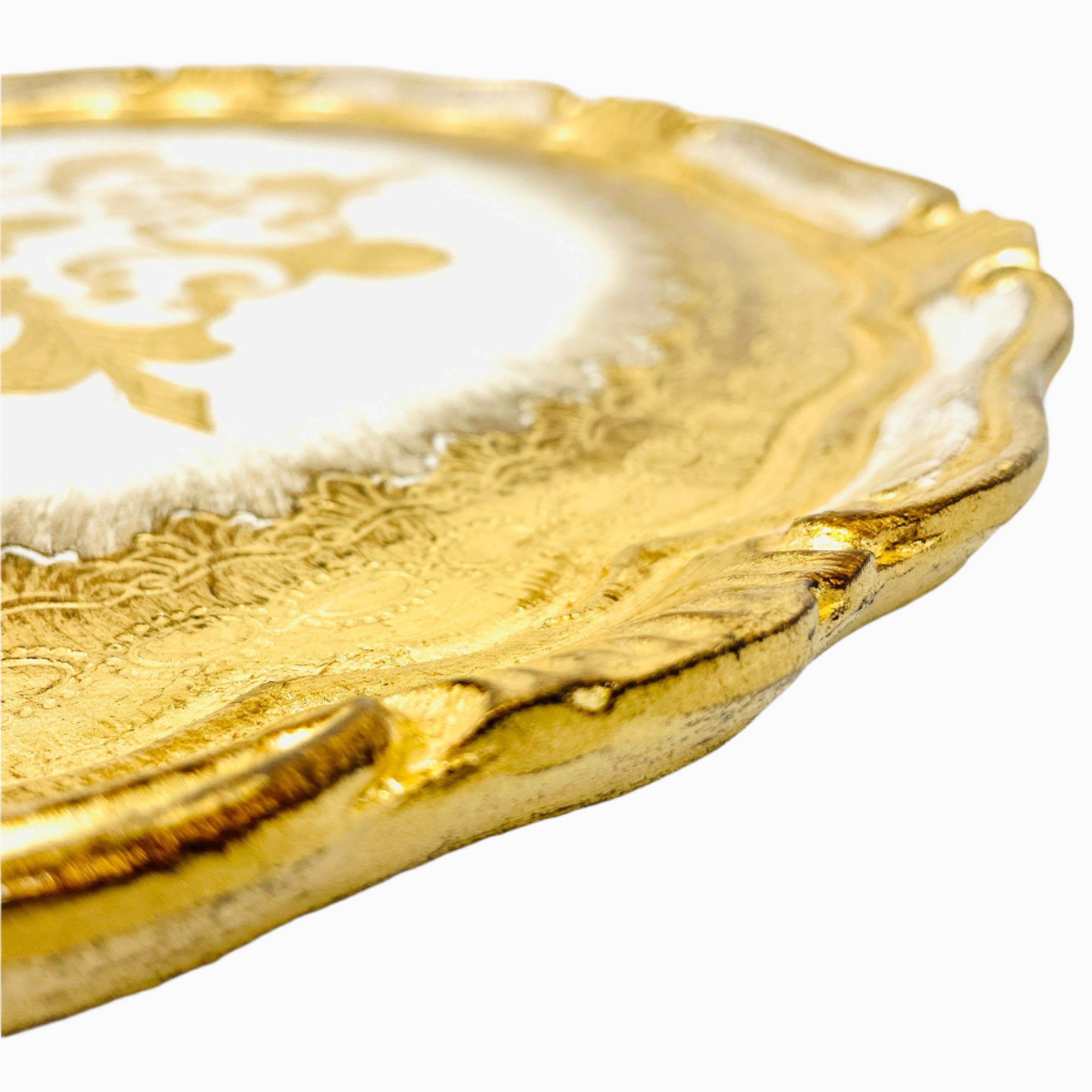 ITALIAN CIRCULAR GOLD HAND PAINTED WOODEN TRAY – Noble Home Gifts