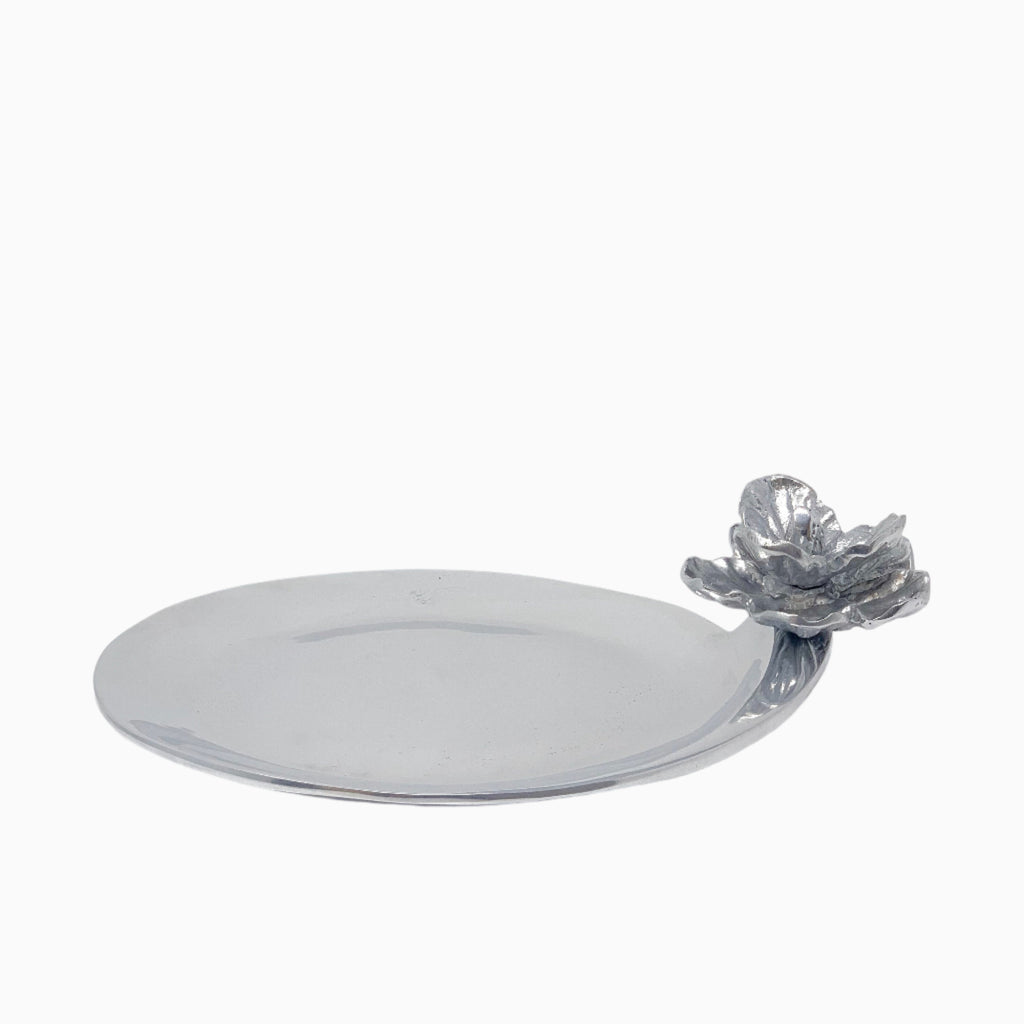 SILVER ROUND SNACK PLATE